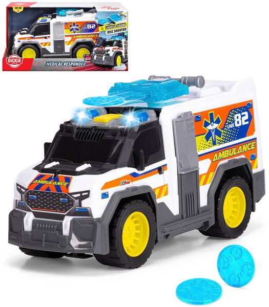 DICKIE Auto ambulance sanitní vůz bílý s funkcemi na baterie Světlo Zvuk