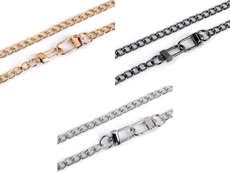 Řetízek na kabelky s karabinou délka 125 cm, šíře 6 mm