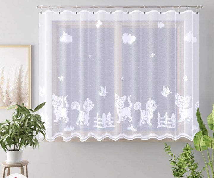 Dětská kusová záclona Kočička 150x305 cm