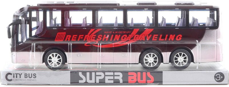 Autobus černý zájezdový 31cm na setrvačník plast