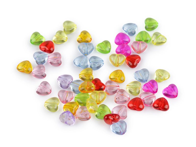 Plastové korálky srdce 8x9 mm 10 g