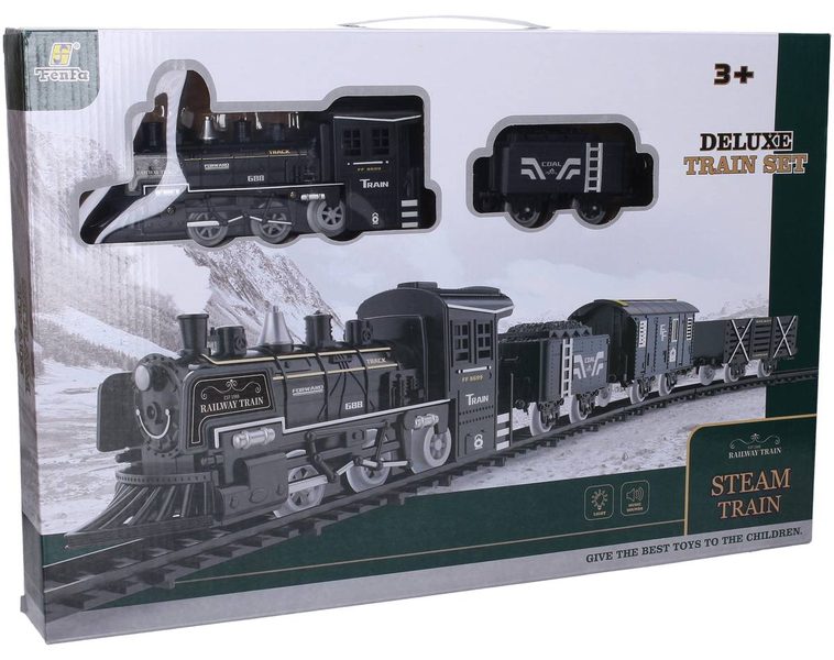 Vlak s kouřovými efekty na baterie různé dráhy