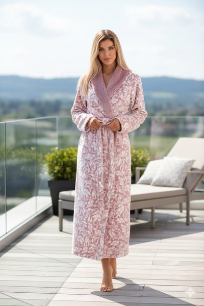 Flora Mauve Mist - Dámský Župan s Límcem - Model 25 56 4303