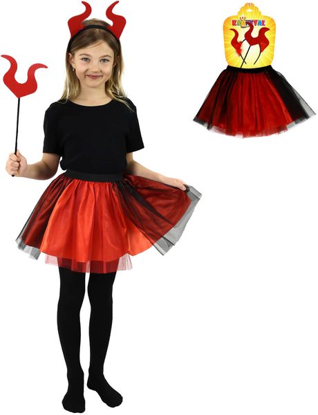 KARNEVAL Šaty Čertice tutu sukýnka s doplňky 3-7 let (104-146cm) *KOSTÝM*