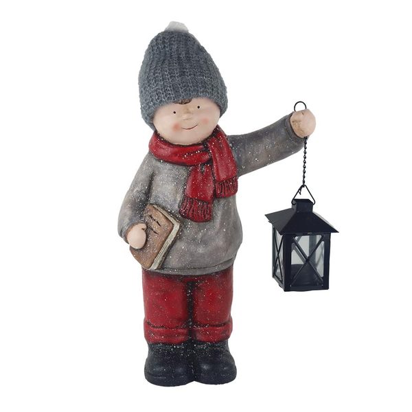 Dekorace chlapec s lucerničkou X7460 - 22 × 13 × 39 cm