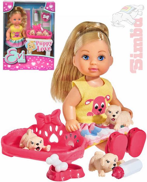 Panenka Evička 12cm set se štěňátky Puppy Love Evi Love 4 druhy