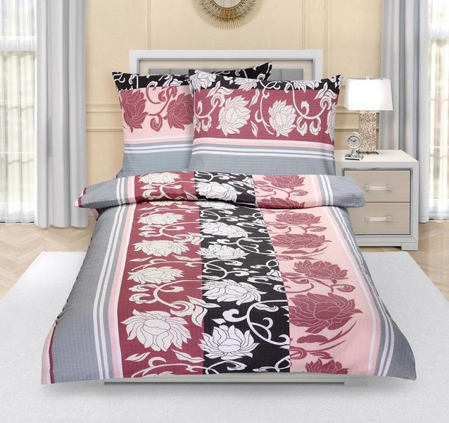 Povlečení krepové Šedá,Růžová 80/949