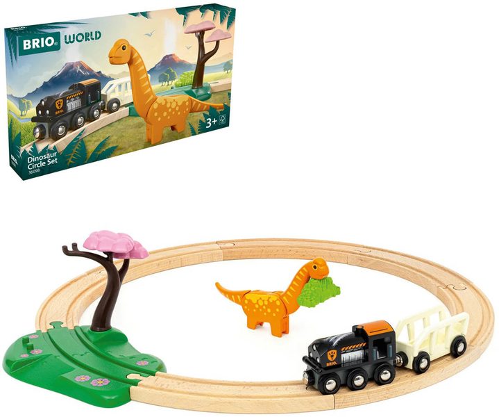 Brio dřevěná vláčkodráha Dino (kruhová, s dinosaurem)