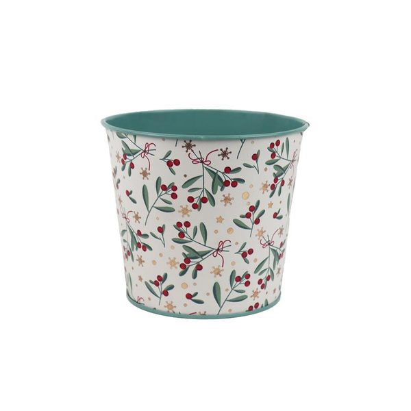 Vánoční květináč plechový K4493/1 - dia 12 x 10 cm