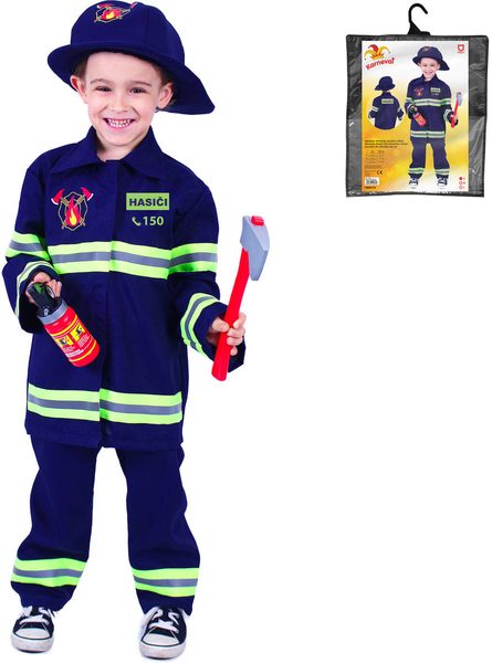 KARNEVAL Šaty hasič modrý vel. S (105-116cm) 4-6 let *KOSTÝM*