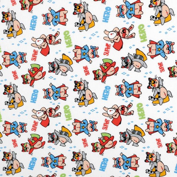 Látka - elastický úplet s potiskem Bílá,Červená,Modrá 48/404 šířka 175 cm