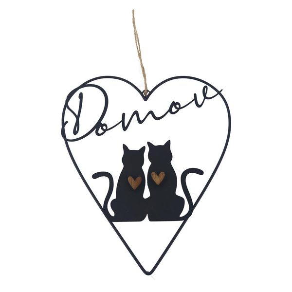 Srdce k zavěšení s kočkami K4536 - 20.00 × 1.00 × 23.80 cm