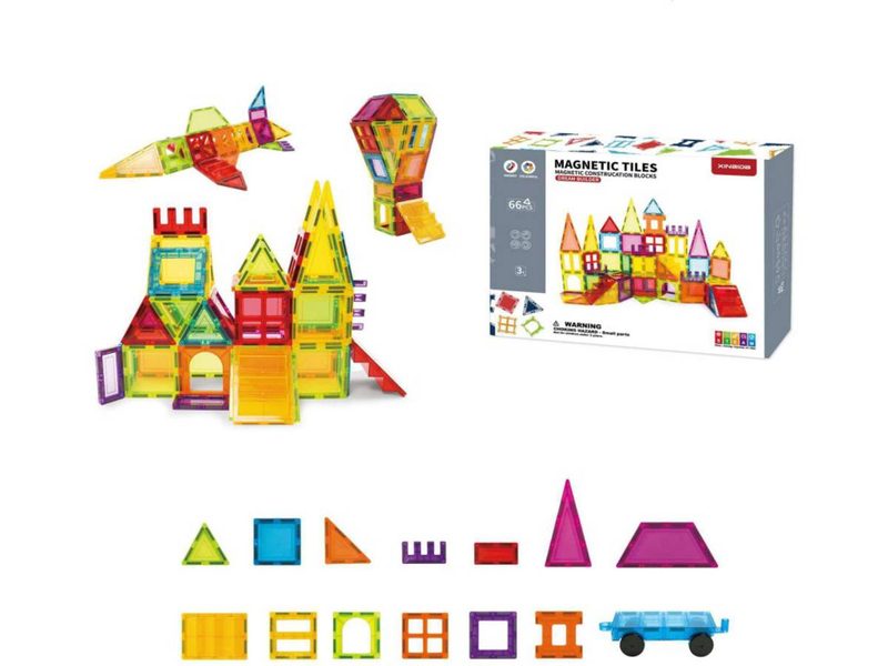 Magnetická stavebnice tvary (66 dílků)