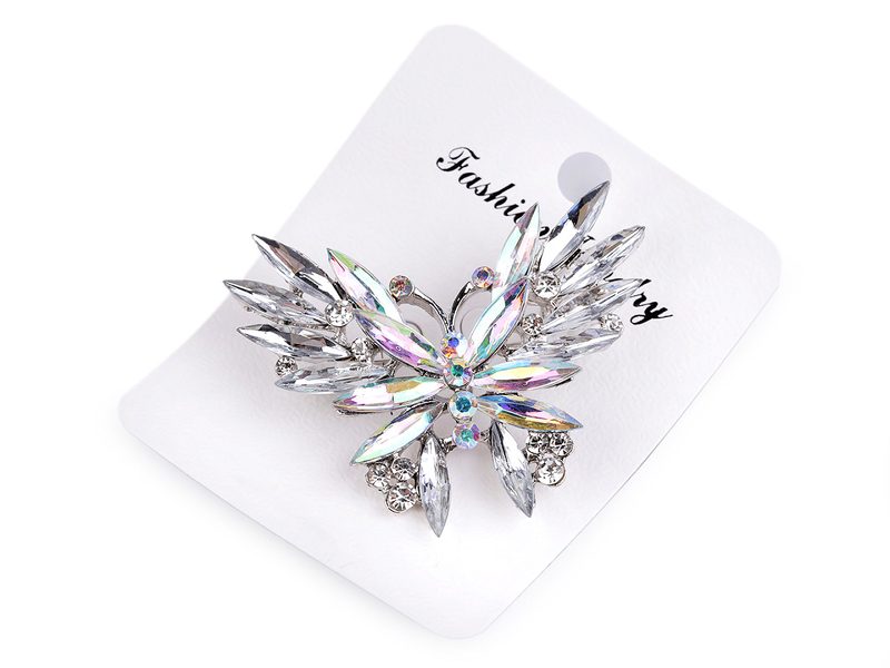 Brož s broušenými kamínky motýl