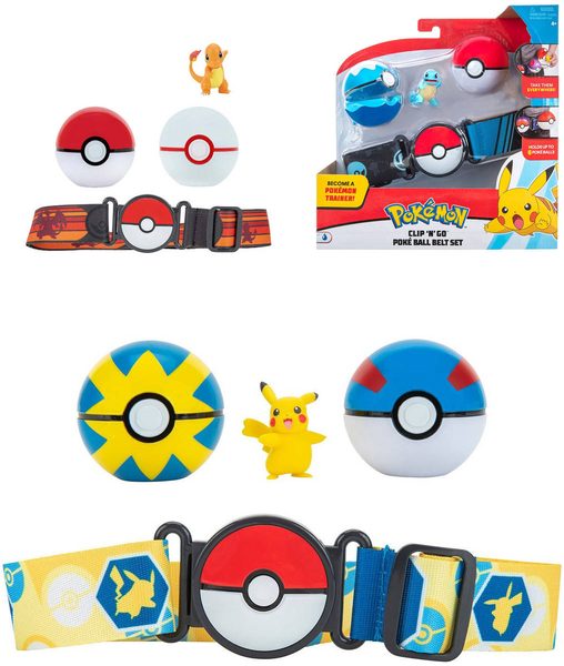 ORBICO Clip and Go Poké Ball Belt set pás se 2 míčky a postavičkou Pokémon