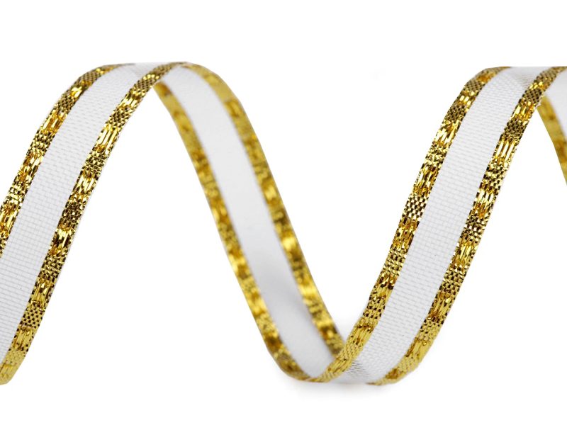 Stuha s lurexovým okrajem šíře 11 mm návin 45 metrů
