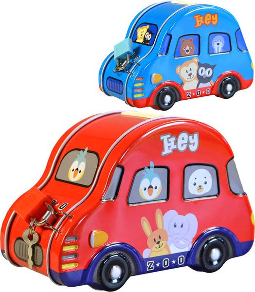 Pokladnička dětská autíčko 9,5x14x7cm set se zámkem a klíčkem různé barvy kov