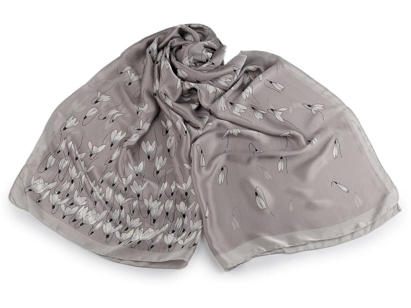 Saténový šátek / šála sněženky 85x185 cm