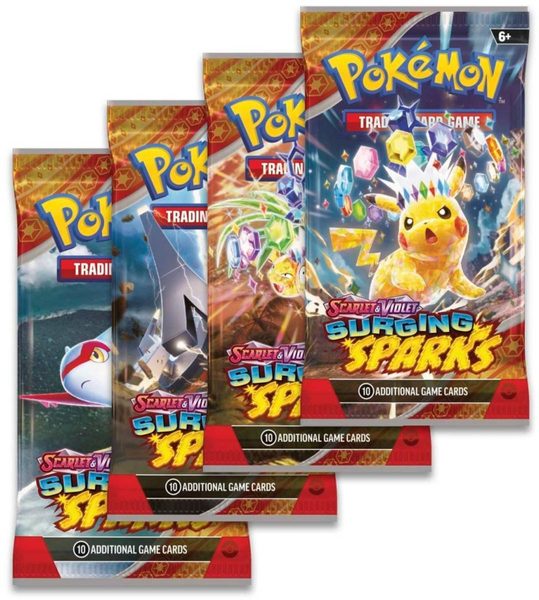 ADC Hra Pokémon TCG SV08 Surging Sparks booster set 10 karet v sáčku