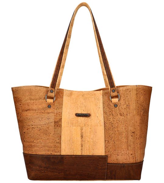 ELENCO Korková dámská kabelka přes rameno 805MS přírodní hnědá