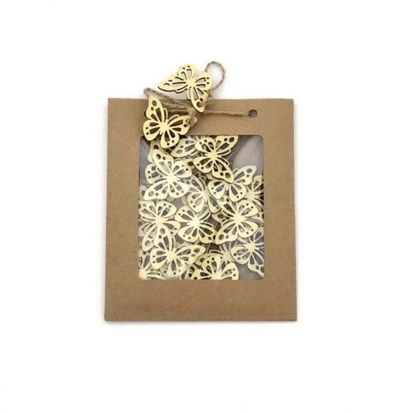 Dřevění motýlci žlutá 27 kusů