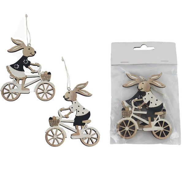 Velikonoční zajíc k zavěšení, 2 ks D6052-19 - 8 x 0,4 x 10 cm