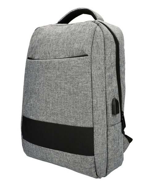 Šedý batoh pro notebook 15,6 palce, USB, UNI