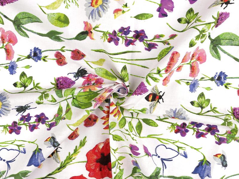 Bavlněná látka / plátno luční květy šíře 220 cm