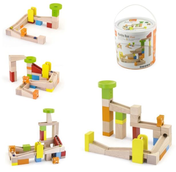 DŘEVO Dráha kuličková dřevěná 49dílků