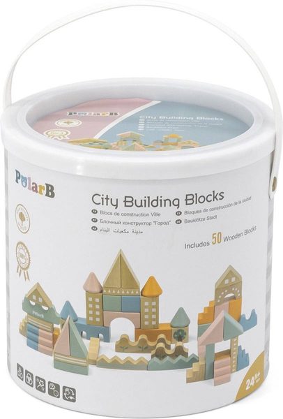 VIGA DŘEVO PolarB Stavebnice baby 50 dílků v kyblíku *DŘEVĚNÉ HRAČKY*