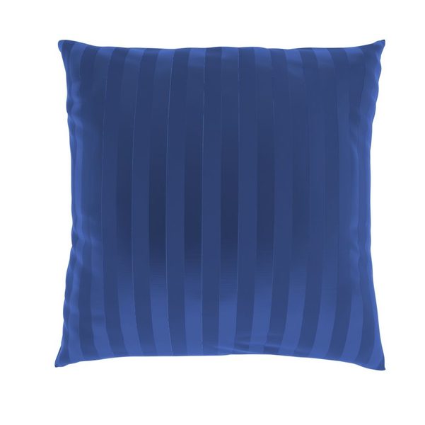 Povlak na polštář saténový s proužkem MODRÝ