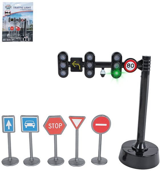 Semafor silniční set s dopravními značkami na baterie Světlo Zvuk