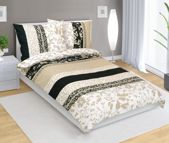 Povlečení bavlněné Béžová,Černá 90/927 140x200, 70x90 cm