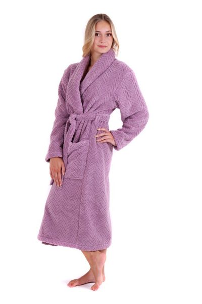 Bavlněný župan Athena s límcem fialková 21 16 4605