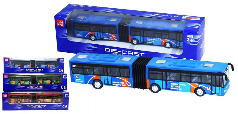 Autobus kovový kloubový 3 druhy