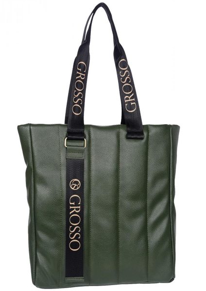 Zelená měkká dámská kabelka se svislým prošíváním S687 GROSSO