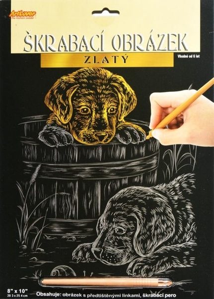 Škrabací obrázek zlatý asst 3 druhy 24x33cm