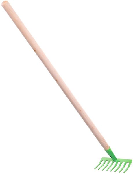 Hrábě dětské zelené s násadou 80cm kov *DŘEVĚNÉ HRAČKY*