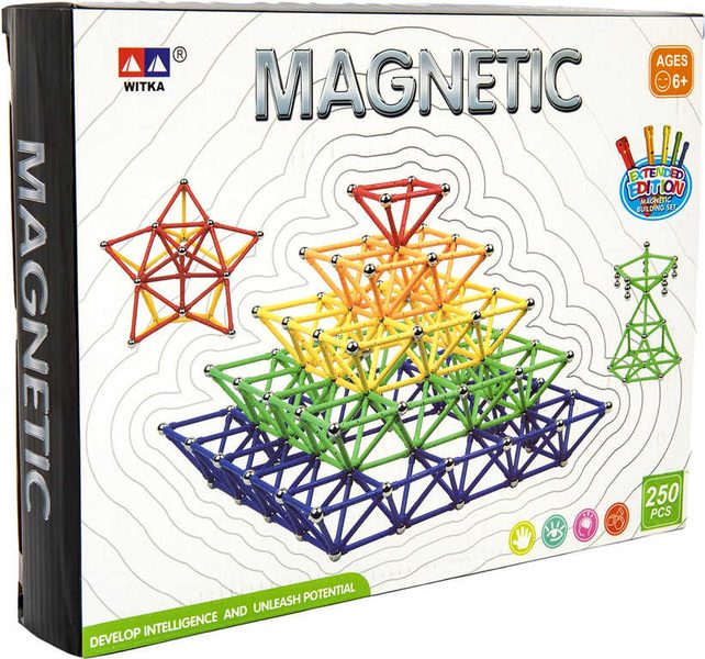 Magnetická stavebnice 250 dílků (plast/kov, v krabici)