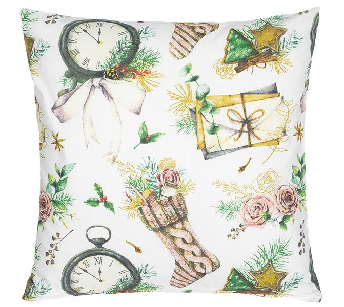 Povláček bavlněný - vánoce Bílá,Zelená 90/CH27 40x40 cm