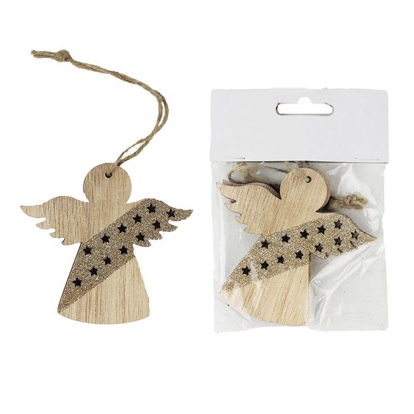 Dřevěný anděl 2 ks D1793 - 8,5 x 0,5 x 8 cm