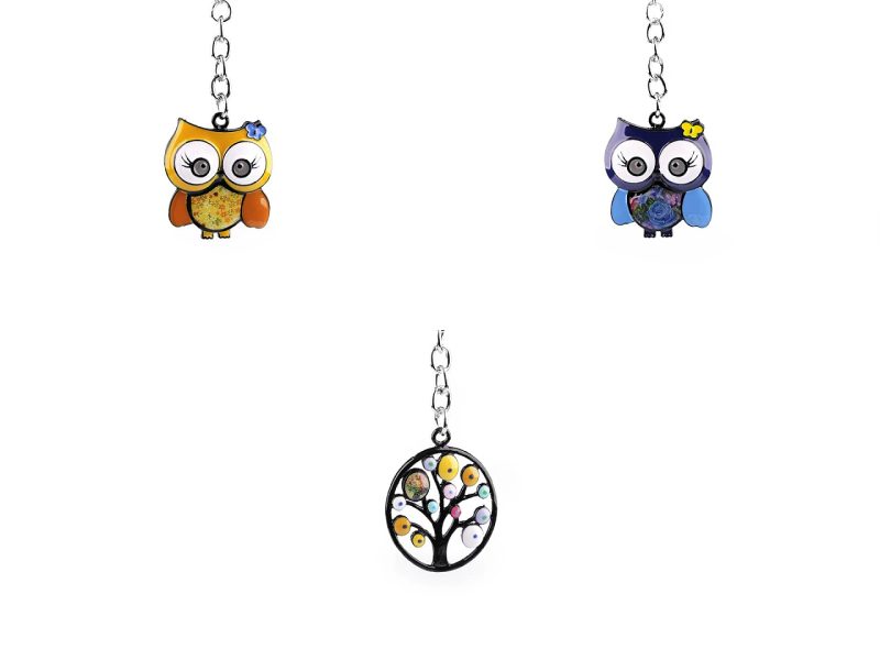 Kovový přívěsek na batoh / klíče sova, strom života