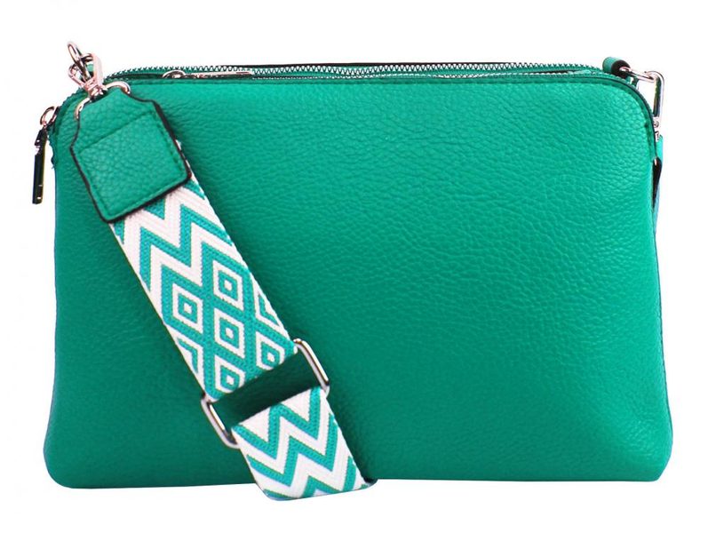 Tyrkysová crossbody dámská kabelka se třemi sekcemi Jessica