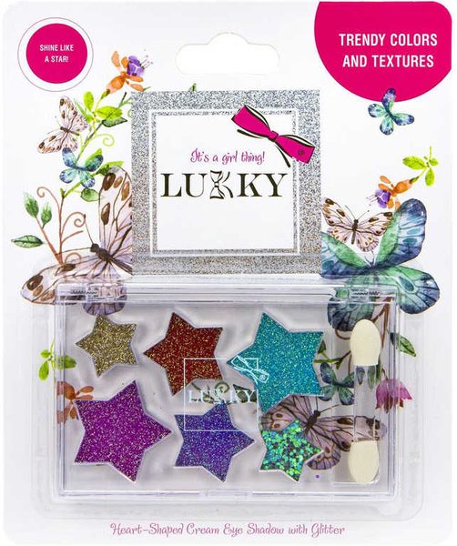 LUKKY Dětské oční stíny se třpytkami a aplikátorem 6 odstínů hvězda na kartě
