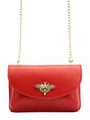 Kožená malá dámská crossbody kabelka na řetízku červená