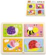 VIGA DŘEVO Puzzle na desce 4v1 hmyz baby skládačka 16 dílků