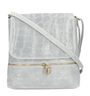 Kožená dámská crossbody kabelka v kroko designu světle šedá