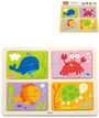 VIGA DŘEVO Puzzle na desce 4v1 mořská zvířátka baby skládačka 16 dílků