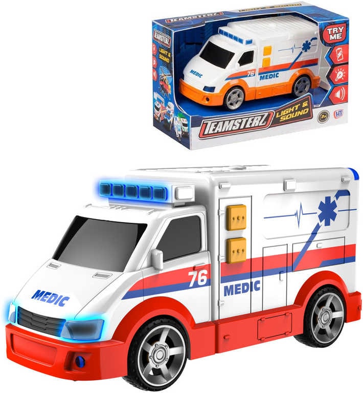Teamsterz autíčko sanitka bílá ambulance 15cm na baterie Světlo Zvuk v  krabici | Mix hračky | Peknydarek.cz