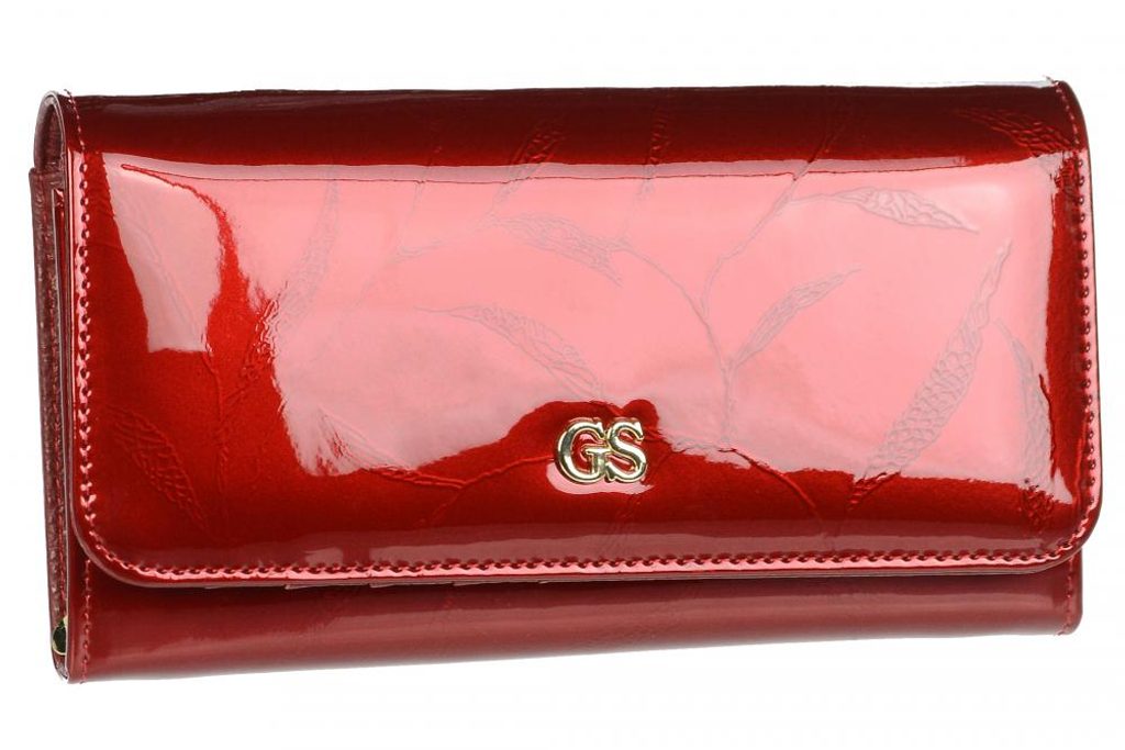 GROSSO Kožená dámská lakovaná peněženka s ptačími pírky RFID červená v  dárkové krabičce levně na Mikaton.cz